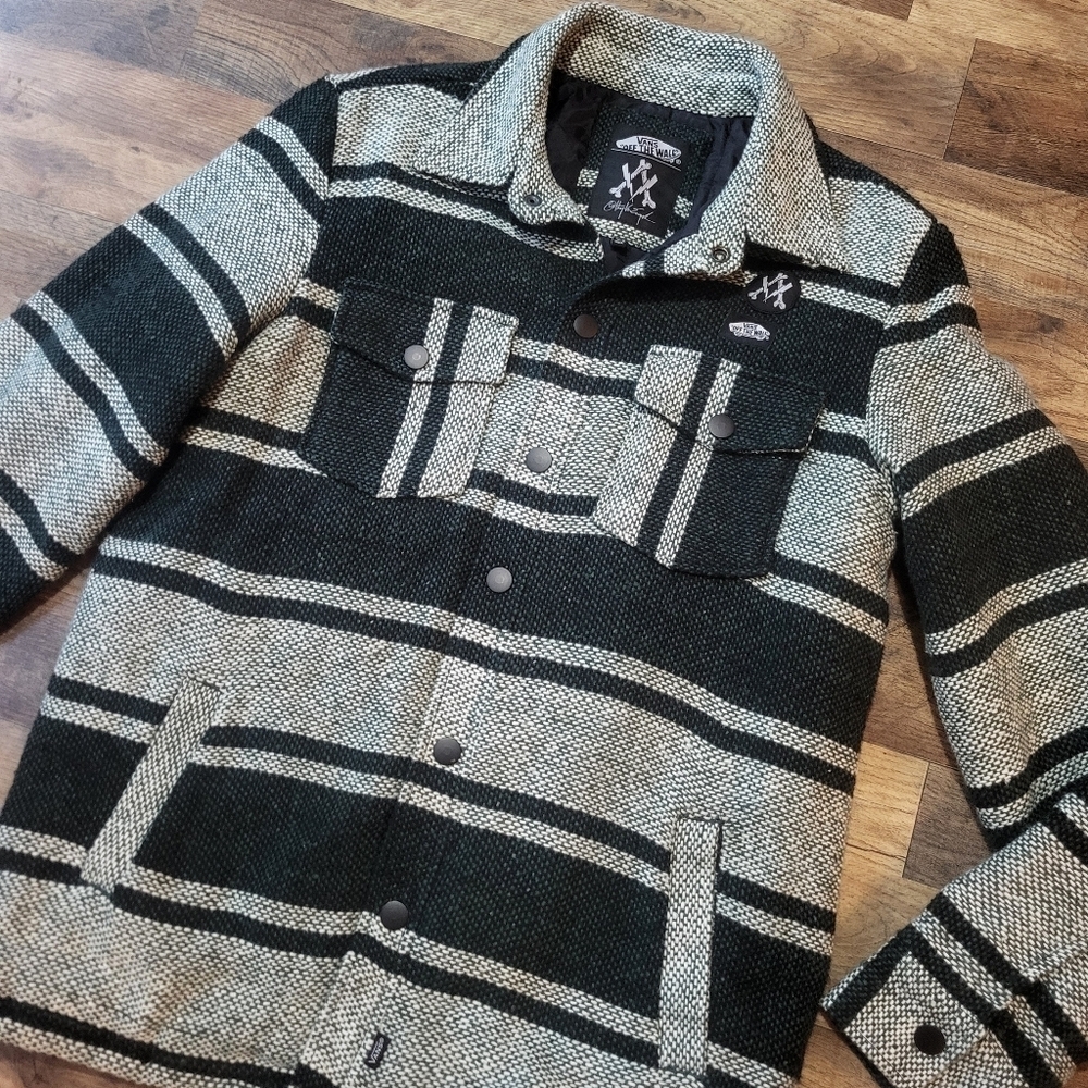 Vans Anthony Van Engelen Men's Green and Gray Blanket Button Down Jacket Size M - Picture 2 of 12